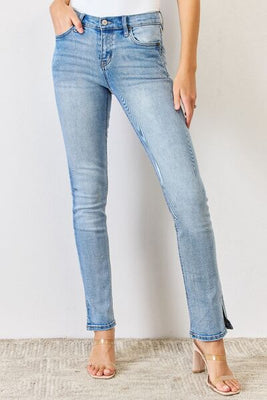 Aaliyah Mid Rise Y2K Slit Bootcut Jeans featured image